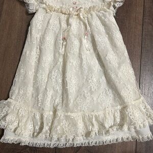 Bryan Vintage Ivory Lace Heirloom Baby Dress 0-3M Baptism Christening